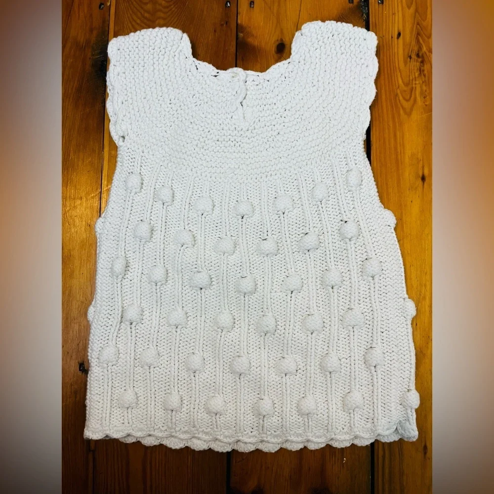 Baby Gap Girls 18-24mo Cotton Bobble Knit Sweater Dress Pom Pom Textured Chunky